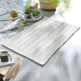 Tapis de bain ZIGZAG 50x80 blanc cassé en coton