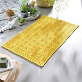 Tapis de bain ZIGZAG 60x120 jaune en coton