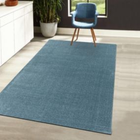 Tapis de couloir 80x250 tissé motif uni BENAPO bleu