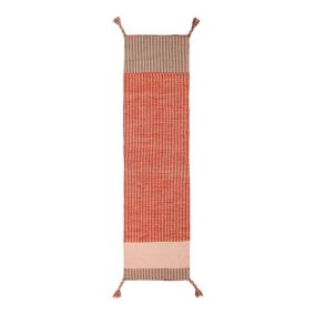 Tapis de couloir design en laine à franges Anu 200x60 CM - Rouille