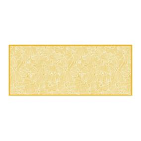 Tapis de couloir en vinyle à motifs fleuris - 66x160 cm - Jaune et blanc - CAPUCINA