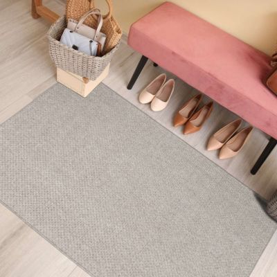 Tapis de couloir extérieur/intérieur aspect jute gris 80x150
