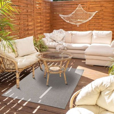 Tapis de couloir extérieur/intérieur aspect jute gris 80x150