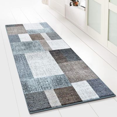 Tapis de couloir Lucano, Quadrillage dominante Beige 80 x 300 cm