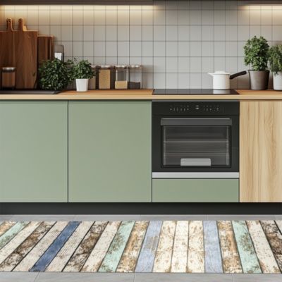Tapis de Cuisine antidérapant en Vinyle Bois Rustique 50x180
