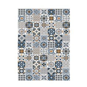 Tapis de Cuisine carreaux de Ciment 50 x 80 cm - Bleu