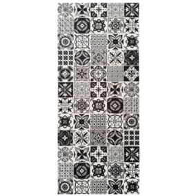 Tapis de Cuisine Carreaux de Ciment Black, Dimension: 50x120