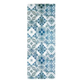 Tapis de cuisine carreaux de ciment bleu 45x120