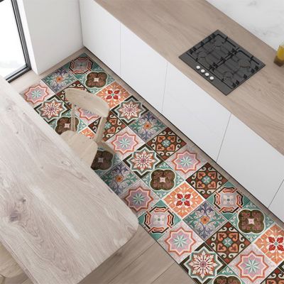 Tapis de Cuisine en Vinyle Antidérapant Tuiles Siciliennes 50x120
