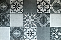 Tapis de cuisine imitation carreaux de ciment gris l.50 x L.75 cm
