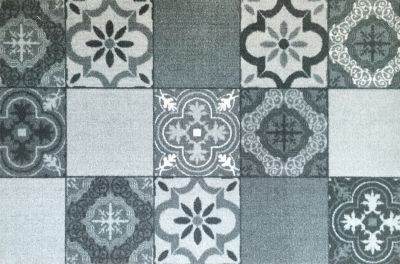Tapis de cuisine imitation carreaux de ciment gris l.50 x L.75 cm