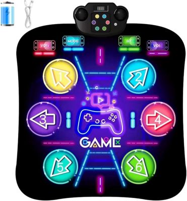 Tapis de Danse pour Enfants avec Batterie Rechargeable 1200mAh, 6 Flèches LED, Bluetooth