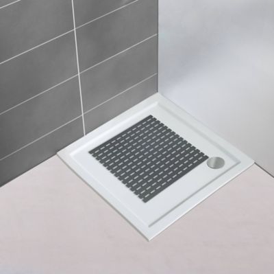 Tapis de douche antidérapant Arinos gris 54 x 54 cm