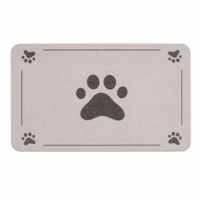 Tapis de gamelle pour animaux rectangulaire antidérapant en diatomite L.50 x l.30 cm gris Wenko