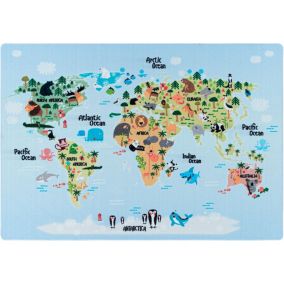 Tapis de jeu antidérapant pour fille et garçon World 230x160 CM - Bleu