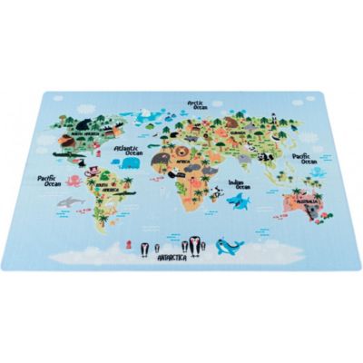 Tapis de jeu antidérapant pour fille et garçon World 230x160 CM - Bleu