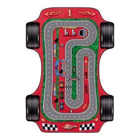 Tapis de jeu pour garçon Car 120x80 CM - Rouge