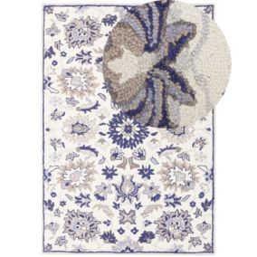 Tapis de laine beige et bleu 160 x 230 cm KUMRU