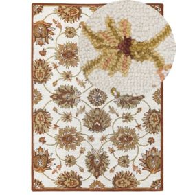 Tapis de laine beige et marron 160 x 130 cm EZINE