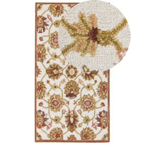 Tapis de laine beige et marron 80 x 150 cm EZINE