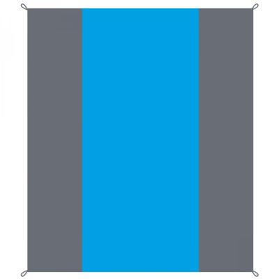 Tapis de plage anti-sable imperméable 270 x 240 cm - Bleu et gris - Linxor