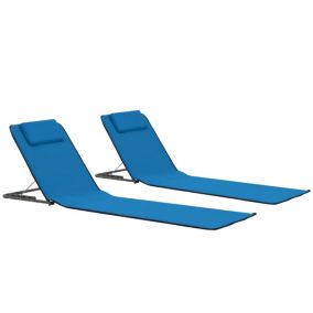 Tapis de plage chaise longue pliables tissu bleu Helloshop26
