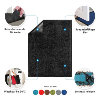 Tapis de Porte Monochrom Bleu 200 x 600 cm - Floordirekt