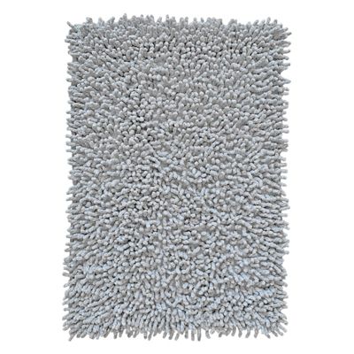 Tapis de salle de bain 40 x 60 cm en coton chenille gris - NAPOLEON