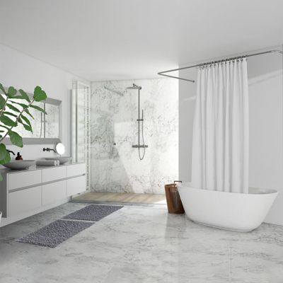 Tapis de salle de bain 40 x 60 cm en coton chenille gris - NAPOLEON
