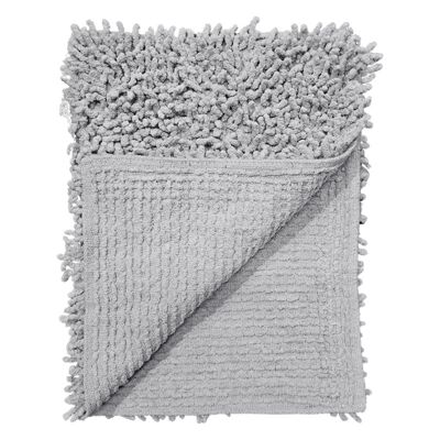 Tapis de salle de bain 40 x 60 cm en coton chenille gris - NAPOLEON