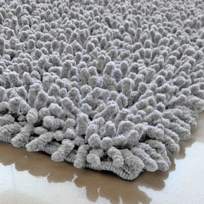 Tapis de salle de bain 40 x 60 cm en coton chenille gris - NAPOLEON
