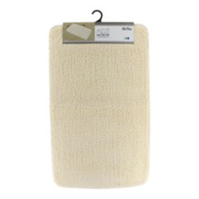 Tapis de salle de bain Beige lin en Microfibre Confort et Doux 45 x 75 cm