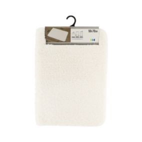 Tapis de salle de bain Blanc en Microfibre Confort et Doux 50 x 70 cm