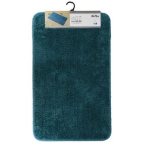 Tapis de salle de bain Bleu canard en Microfibre Confort et Doux 45 x 75 cm