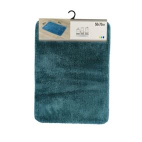 Tapis de salle de bain Bleu canard en Microfibre Confort et Doux 50 x 70 cm