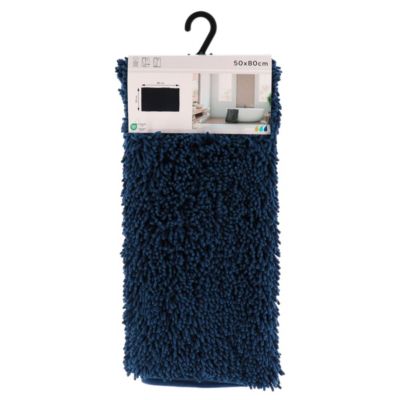 Tapis de salle de bain Bleu marine en Microfibre chenille 50 x 80 cm