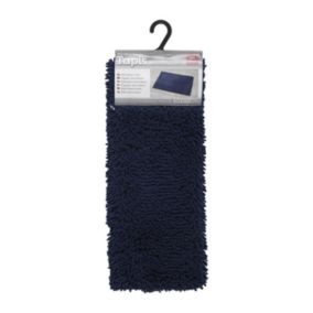 Tapis de salle de bain Bleu marine en Microfibre chenille 50 x 80 cm