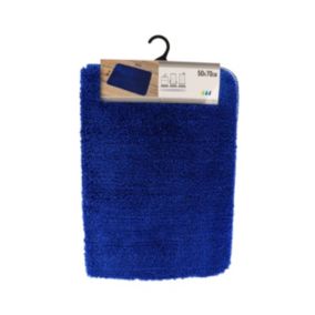 Tapis de salle de bain Bleu marine en Microfibre Confort et Doux 50 x 70 cm