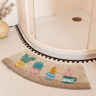 Tapis de salle de bain d'angle 40x75cm, antidérapant, absorbant, doux et confortable, tapis de douche, lavable