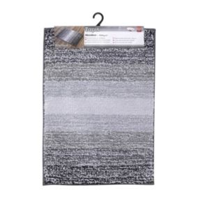 Tapis de salle de bain dégradé Gris en Microfibre et dessous en latex 50 x 70 cm