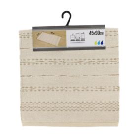 Tapis de salle de bain en coton Naturel & Beige 45 x 90 cm