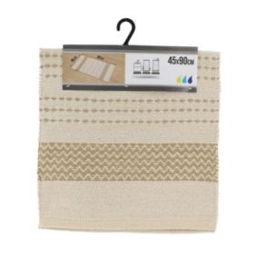 Tapis de salle de bain en coton Naturel & Beige 45 x 90 cm