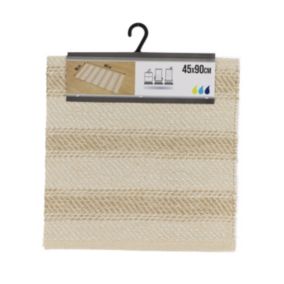 Tapis de salle de bain en coton Naturel & Beige 45 x 90 cm