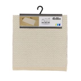 Tapis de salle de bain en coton Naturel & Beige 45 x 90 cm