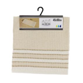 Tapis de salle de bain en coton Naturel & Beige 45 x 90 cm