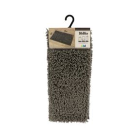 Tapis de salle de bain Gris en Microfibre chenille 50 x 80 cm