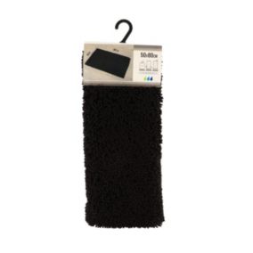 Tapis de salle de bain Noir en Microfibre chenille 50 x 80 cm