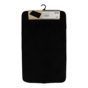 Tapis de salle de bain Noir en Microfibre Confort et Doux 45 x 75 cm