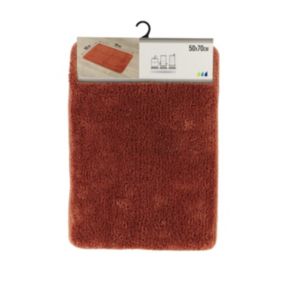 Tapis de salle de bain Orange Cuivre en Microfibre Confort et Doux 50 x 70 cm