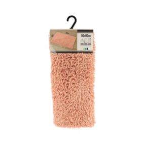 Tapis de salle de bain Rose poudré en Microfibre chenille 50 x 80 cm